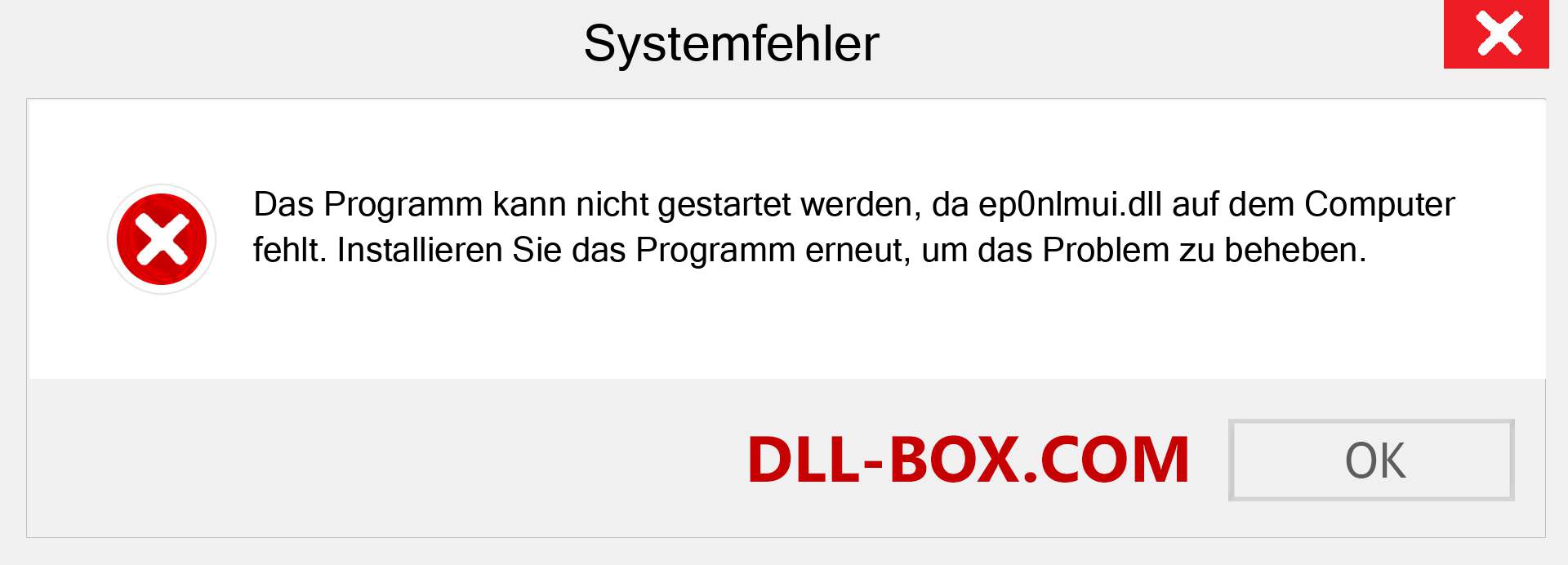 ep0nlmui.dll-Datei fehlt?. Download für Windows 7, 8, 10 - Fix ep0nlmui dll Missing Error unter Windows, Fotos, Bildern