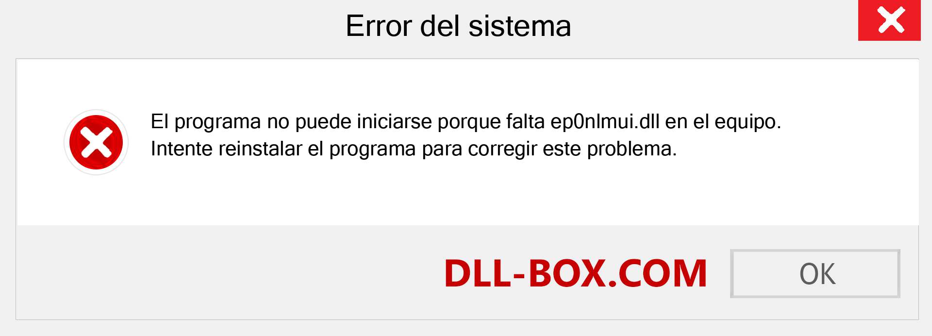 ¿Falta el archivo ep0nlmui.dll ?. Descargar para Windows 7, 8, 10 - Corregir ep0nlmui dll Missing Error en Windows, fotos, imágenes